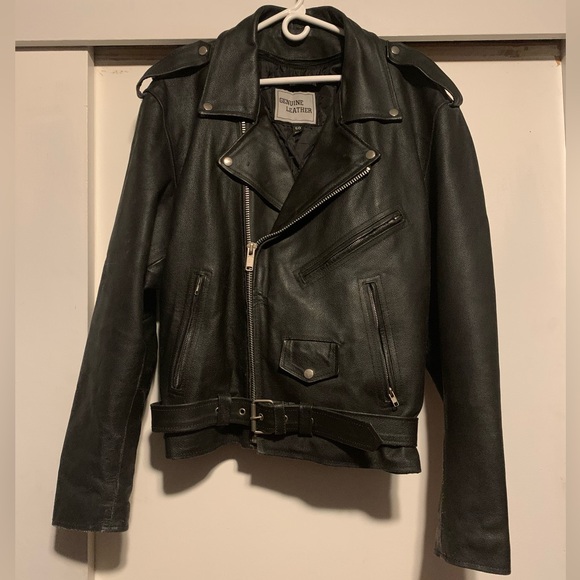 Men’s vintage Genuine black leather, motorcycle jacket size 50 - Picture 2 of 10